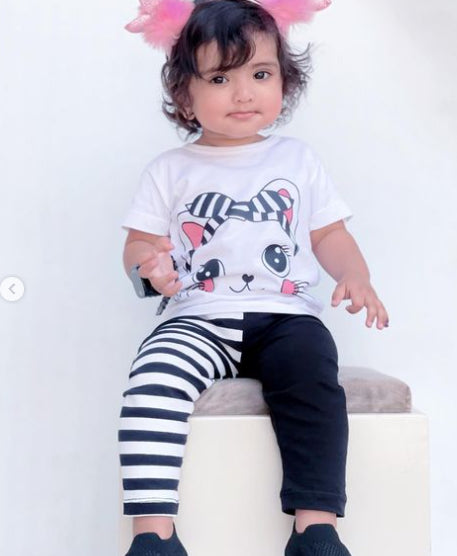 Hello Kitty Cotton Pajama Set (White/Black)